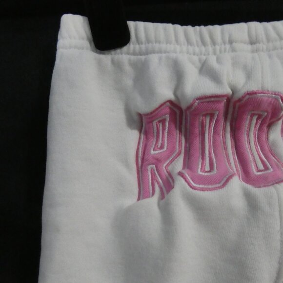 ROOTS 73 | 8.5 inch measured waist | White Sweatpants | Pink Roots Back *stains - Picture 8 of 15